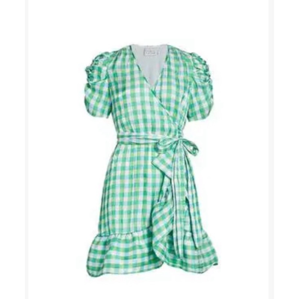 Tanya Taylor Mint and White Plaid Mini Dress size 0